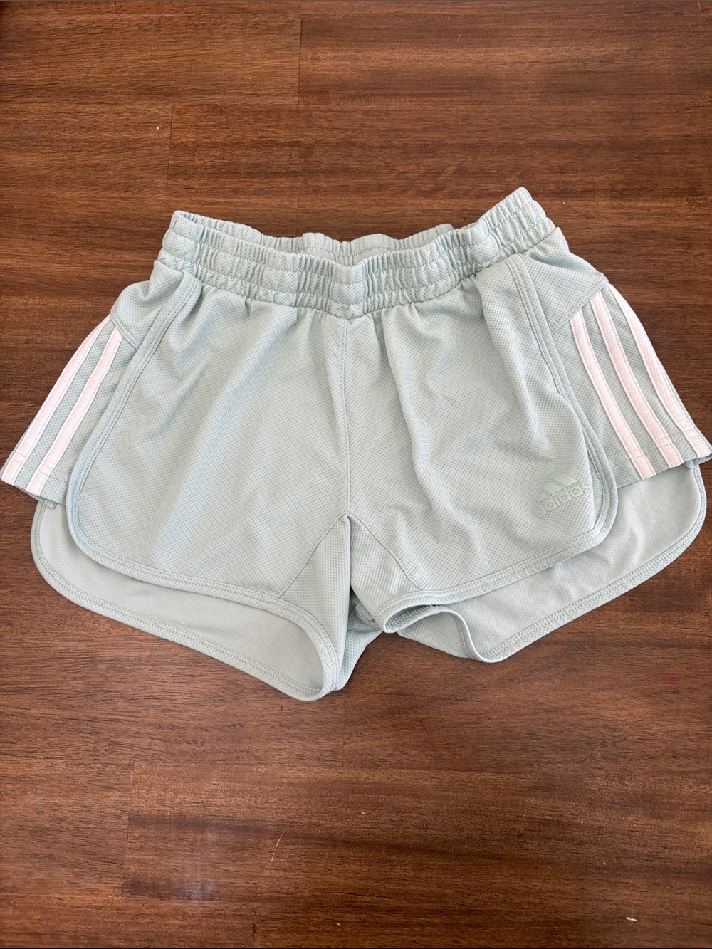 adidas Women's Sage Green Athletic Shorts with Stripes